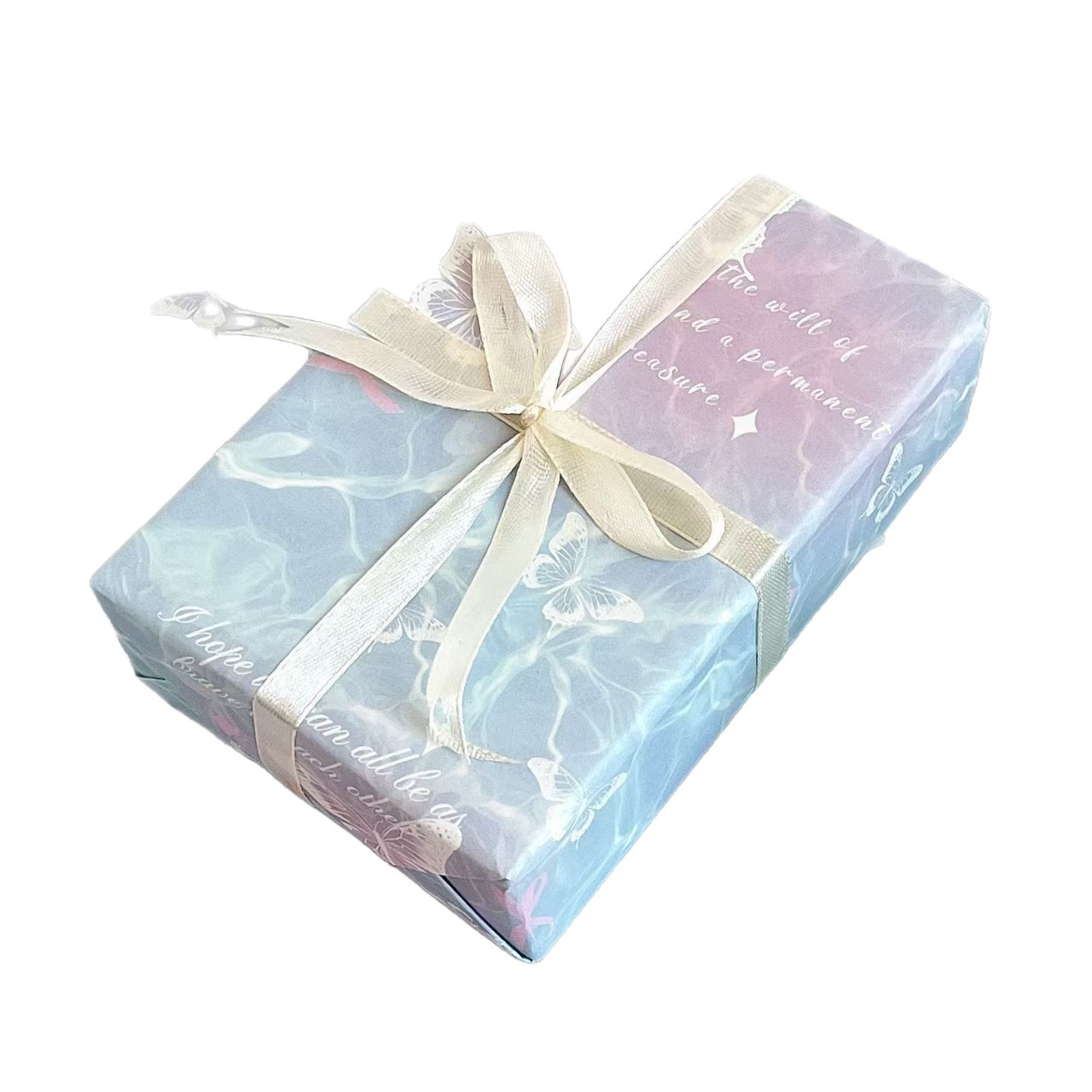 Papel de embalaje de mariposa ondulada de agua de alto valor de gran tamaño para enviar a amigos regalos de vacaciones papel de embalaje espeso