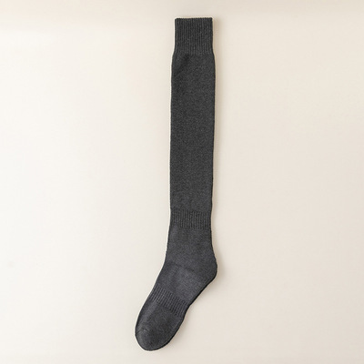 Thickened warm stockings for women, terry over-the-knee socks, solid color calf socks, autumn and winter students' plus velvet high cotton socks