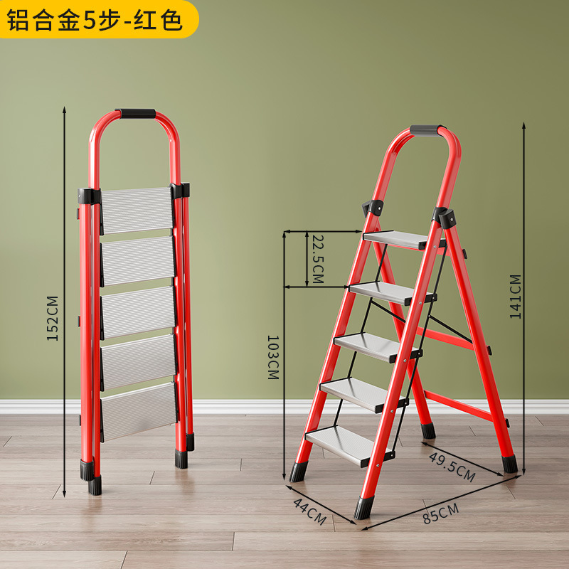 Escalera en espiga móvil multifuncional Escalera telescópica Escalera de cuatro pasos Escalera interior Escalera plegable doméstica Acero grueso