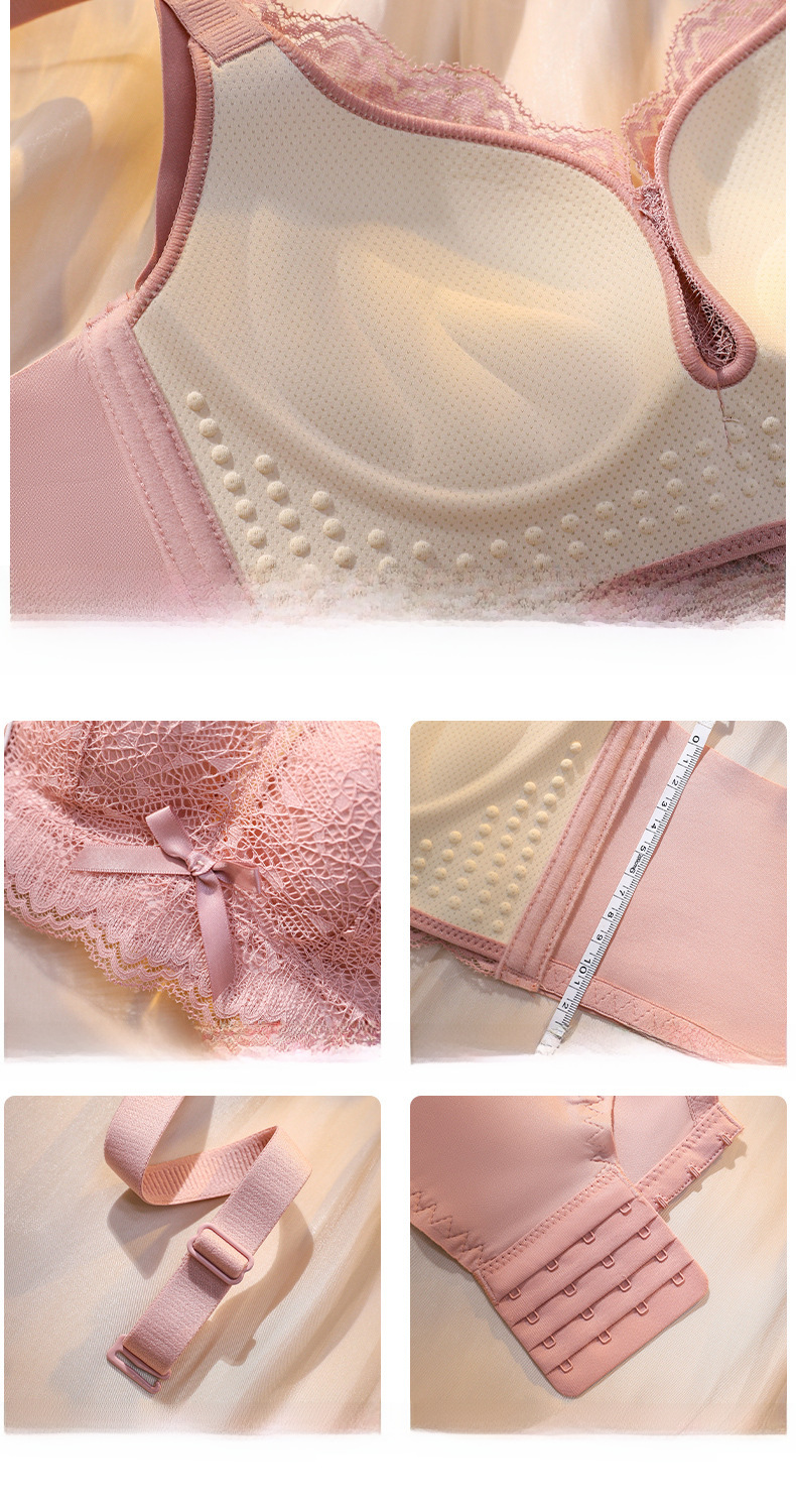 Ensemble de soutien-gorge en dentelle anti-affaissement sans anneau en acier pour petite poitrine_voghion.com