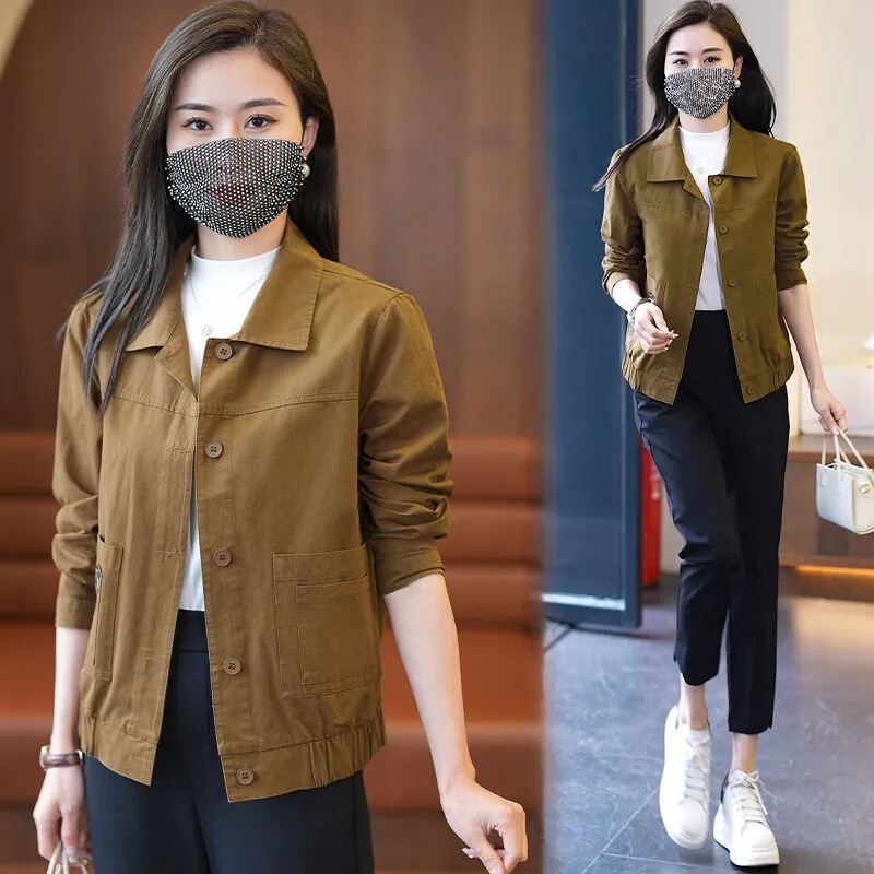 休闲夹克短外套女2025年春秋季新款时尚显瘦小个子工装风上衣|undefined