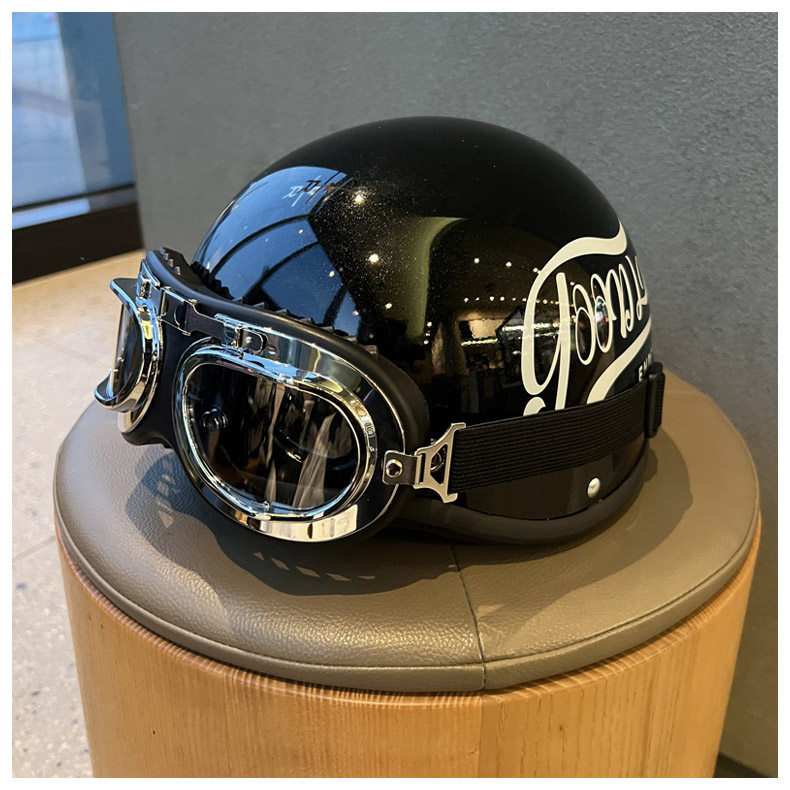 Retro Motorcycle Helmet 3C Certified Electric Vehicle Safety Helmet Men's and Women's Half Helmet Summer Sun Protection Safety Helmet Motorcycle Helmet