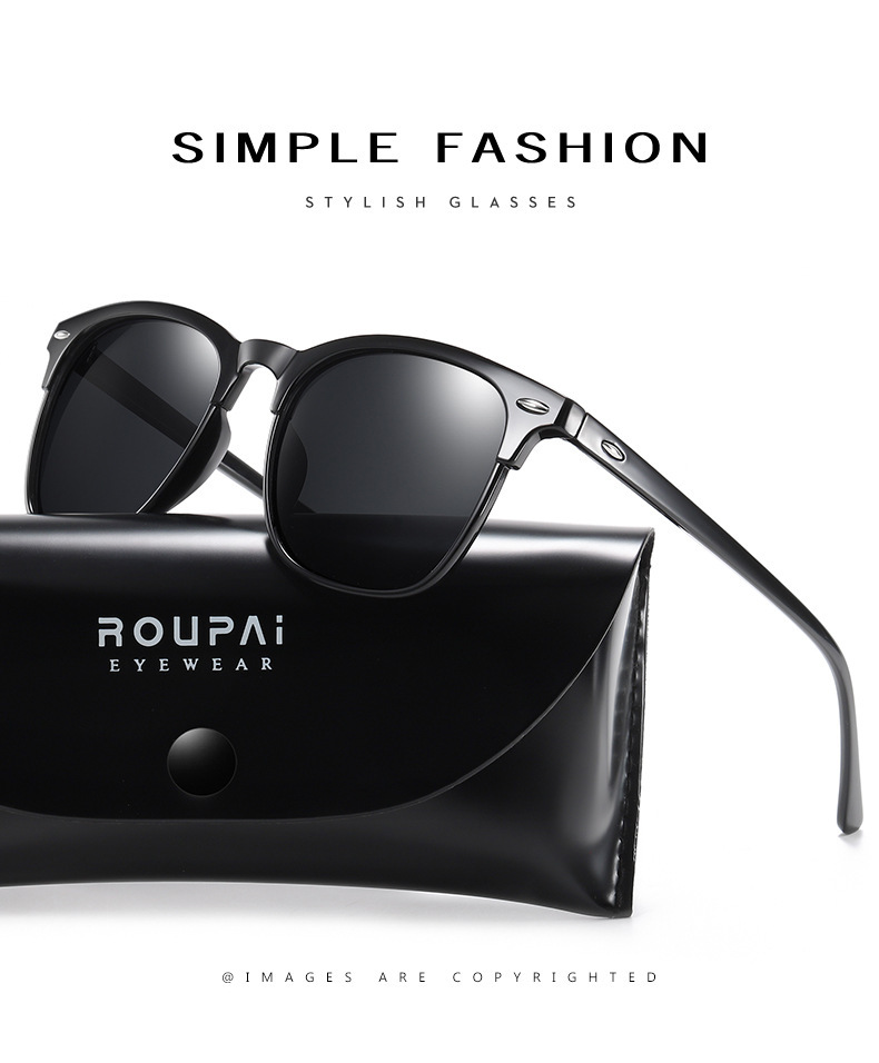 45g Weight Full Frame Glasses Structure Simple Style Solid Color Tac UV400 Protection Square Full Frame Men's Sunglasses
