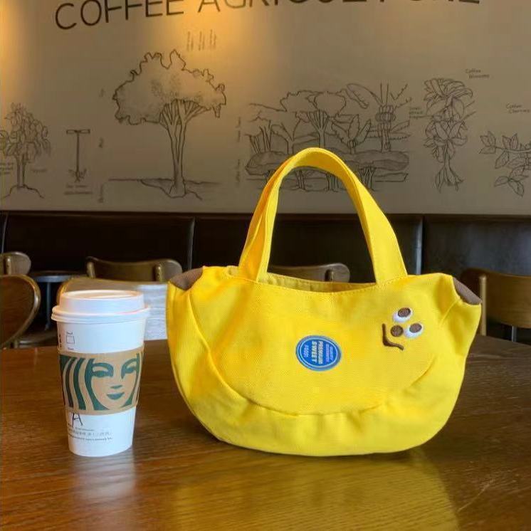 かわいいノベルティバナナバッグ漫画刺繍キャンバスバッグオフィスワーカー便利なハンドバッグママのお出かけハンドバッグ|undefined