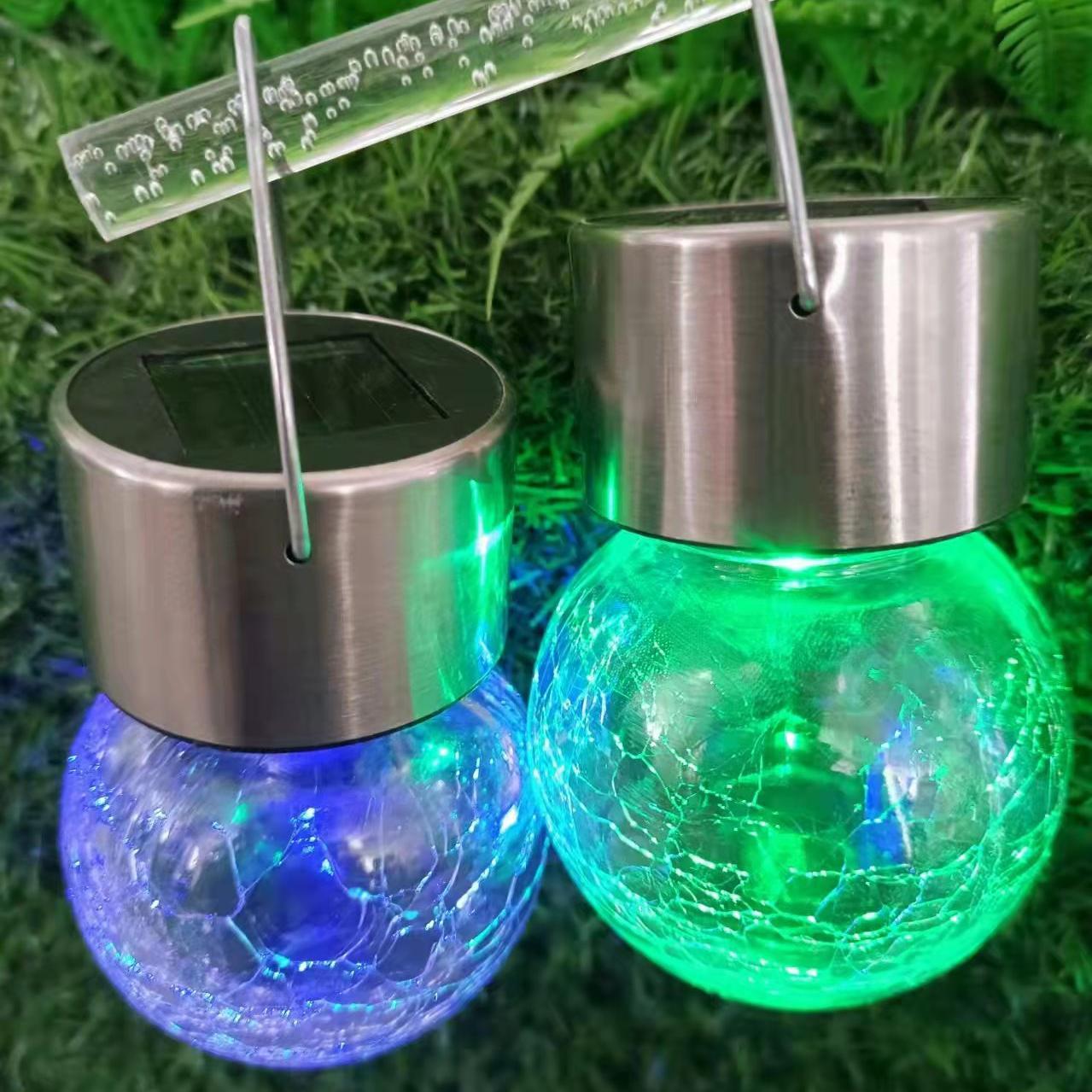 New solar outdoor garden light solar light spherical crack chandelier light hanging light garden landscape light waterproof