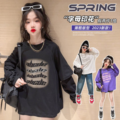 Women's Padded Sweatshirt 2023 New Fashion Streetwear Large Girls' Long Sleeve Base Shirt Spring Outfit Trendy and Stylish