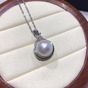 Zhizhen 11-12mm freshwater pearl pendant is round strong light s925 sterling silver pearl necklace wholesale