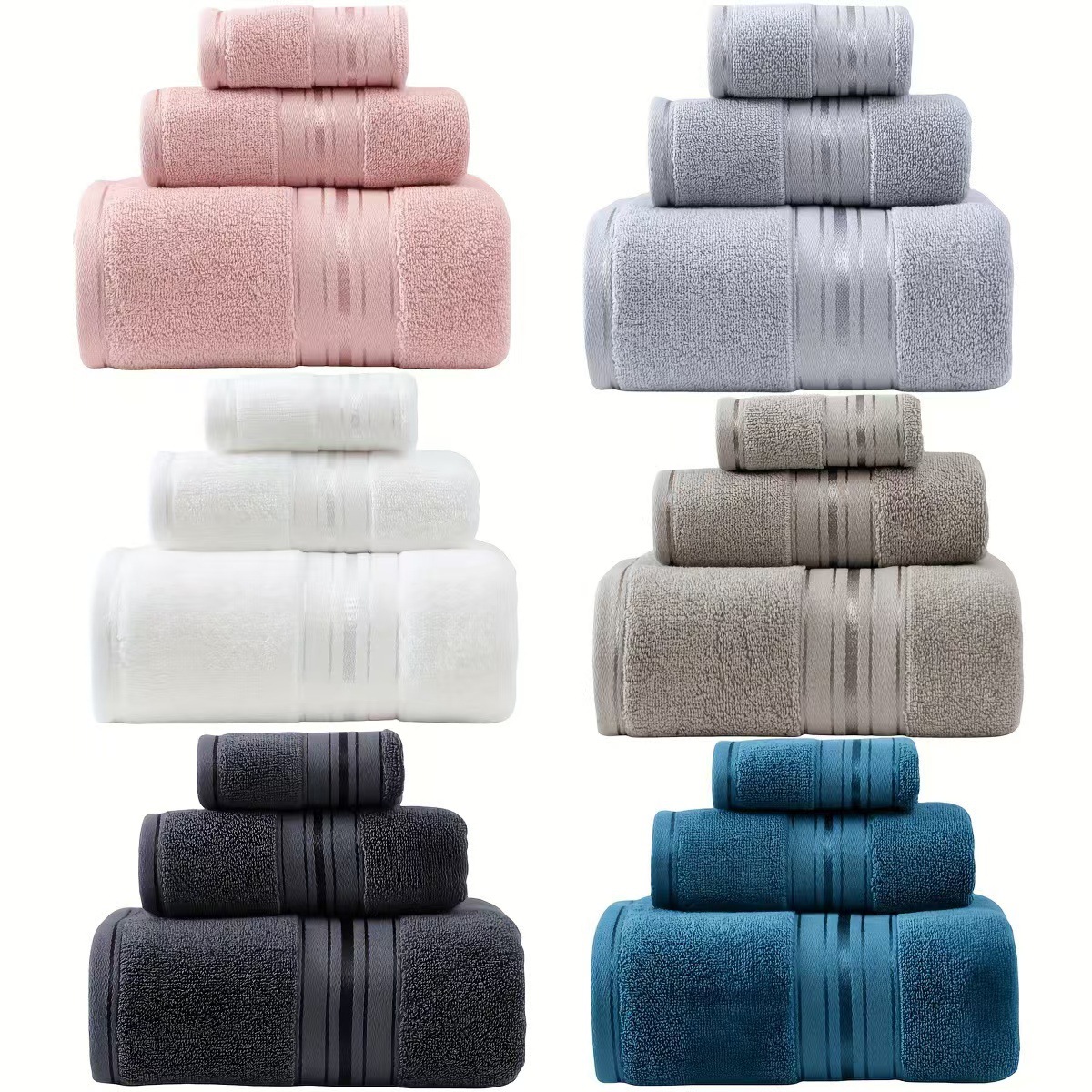 Cross-Border Foreign Trade Cotton Bath Towel, Large Square Towel, Three-Piece Set, Absorbent, Soft, Vacuumable, Temu, Amazon, Xiyin