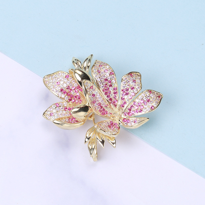 Brooches Classification Korean Style Pin Flowers Copper Inlay Zircon Women's Brooches