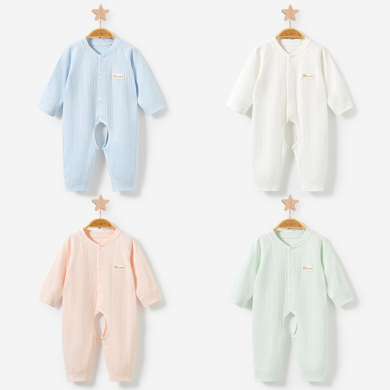 Mono para bebé para primavera, otoño e invierno, ropa de dormir unisex, pelele de algodón puro con abertura en la entrepierna, ropa para recién nacido.