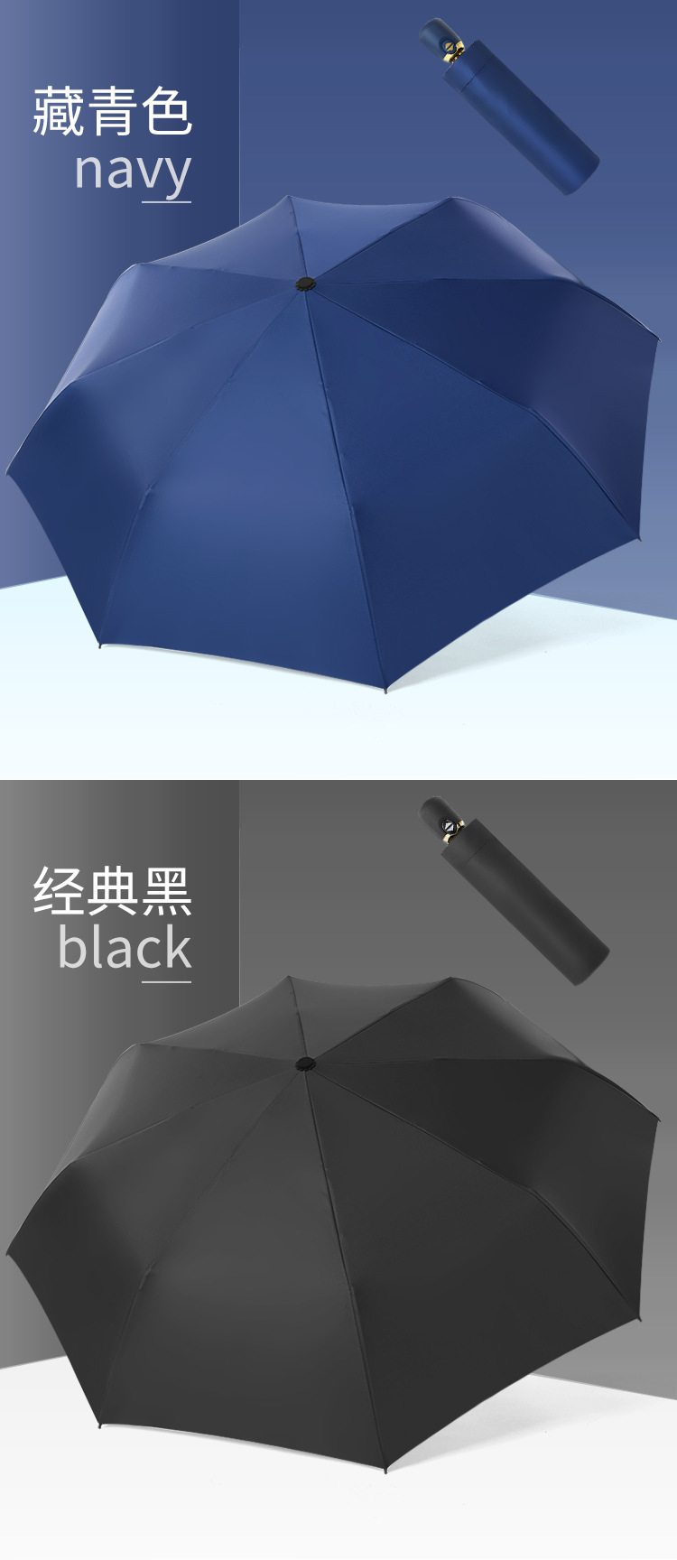 Ultra-light aluminum alloy fiber wind-resistant fully automatic three-fold umbrella, all-weather and all-weather sunshade umbrella, advertising umbrella with logo printing pic 17