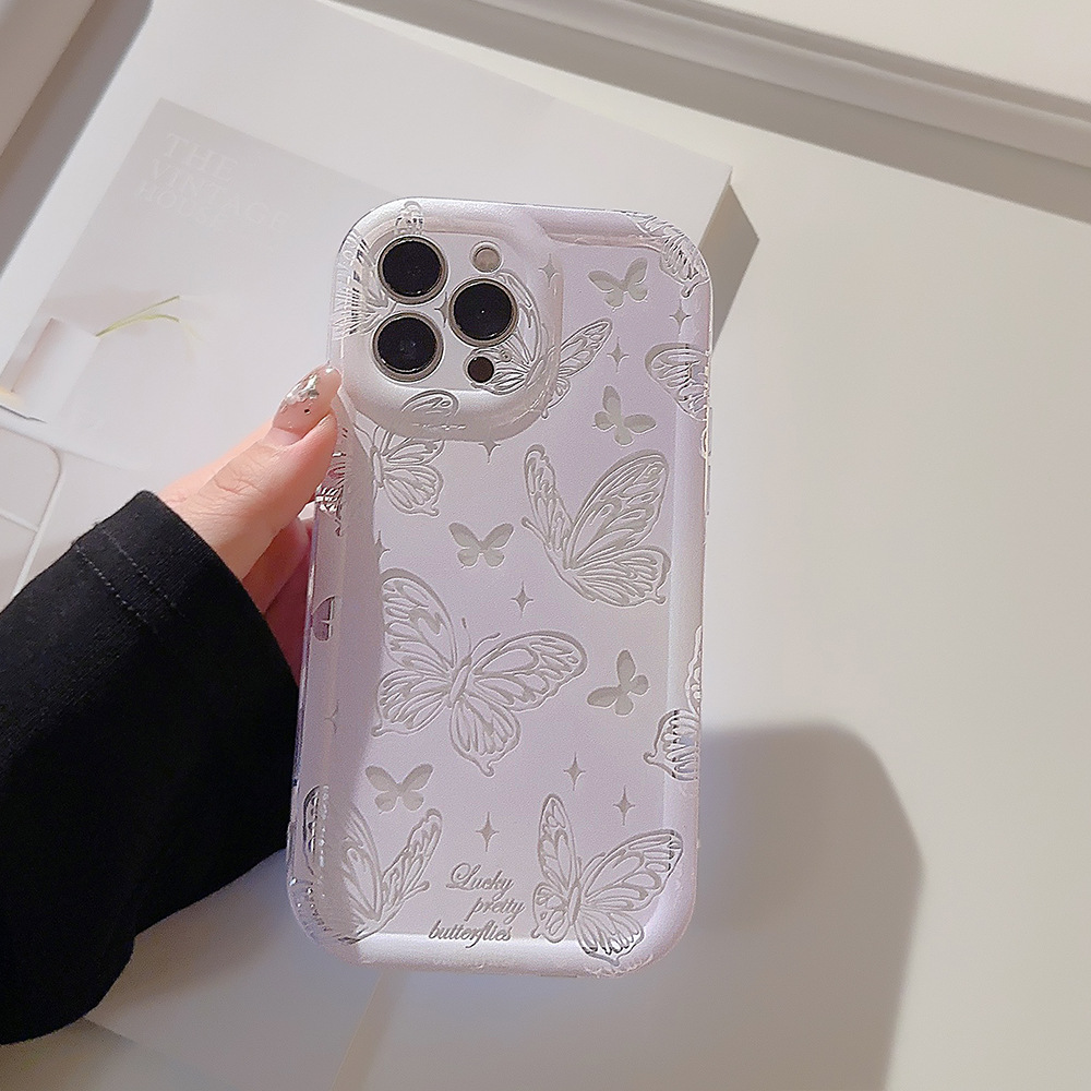 Acuarela mariposa 15 para iphone13 funda para teléfono móvil de Apple 16 transparente 11 soporte de airbag 14promax suave