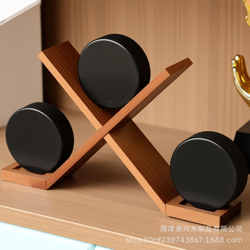 Wooden Hockey Storage Rack Club Countertop Ice Hockey Display Stand Athlete Team 3 Collectibles Holder