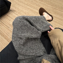 加厚圈圈毛呢阔腿裤女2025秋冬新款韩版慵懒宽松显瘦直筒羊毛裤子