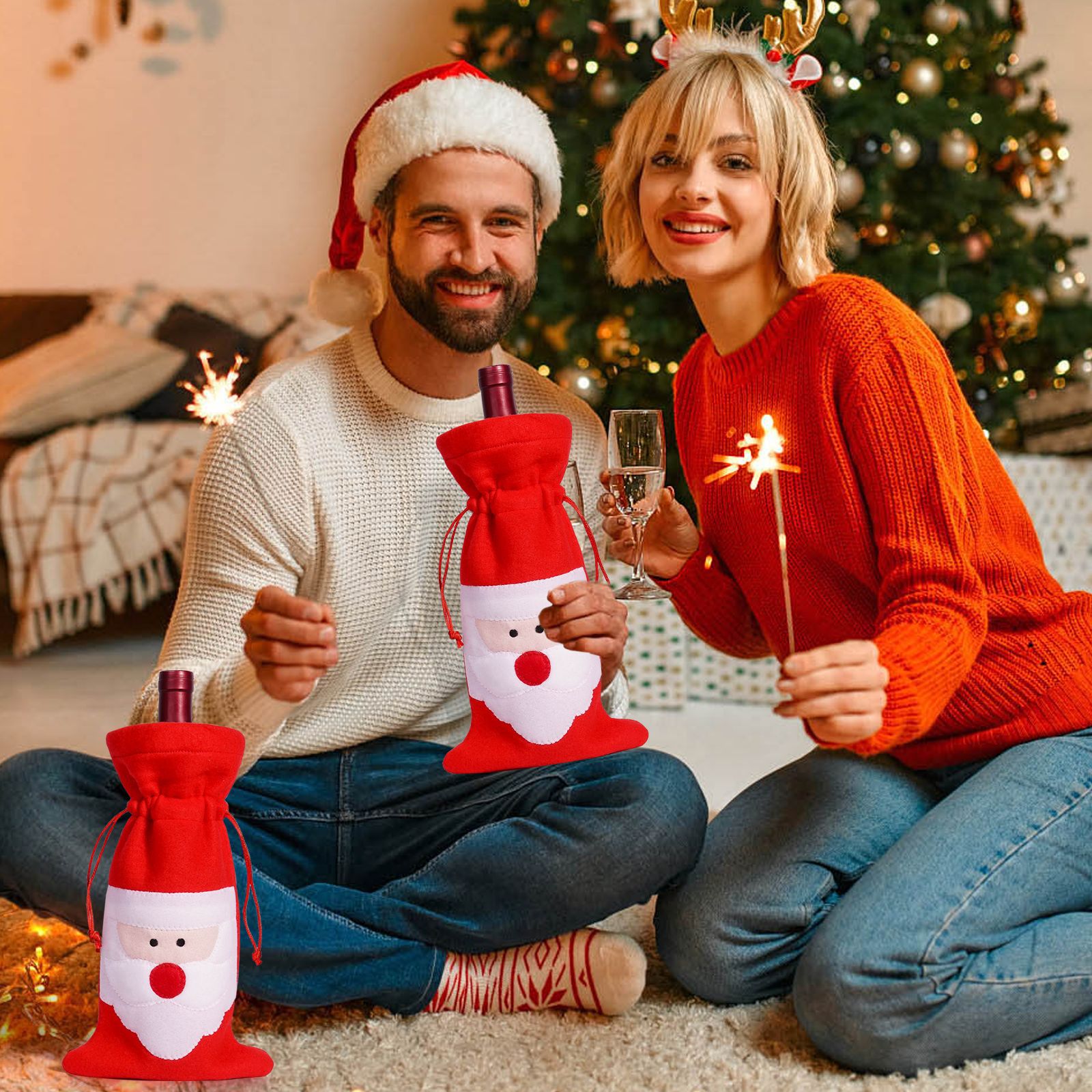 Botella de vino de Navidad transfronteriza decorativa decoración de vinos de Santa Claus creativos accesorios de botella de vino de mesa de fiesta