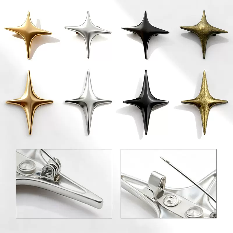 跨境新款合金diy服饰配件 男女通用西装服包包气质配饰十字星胸针