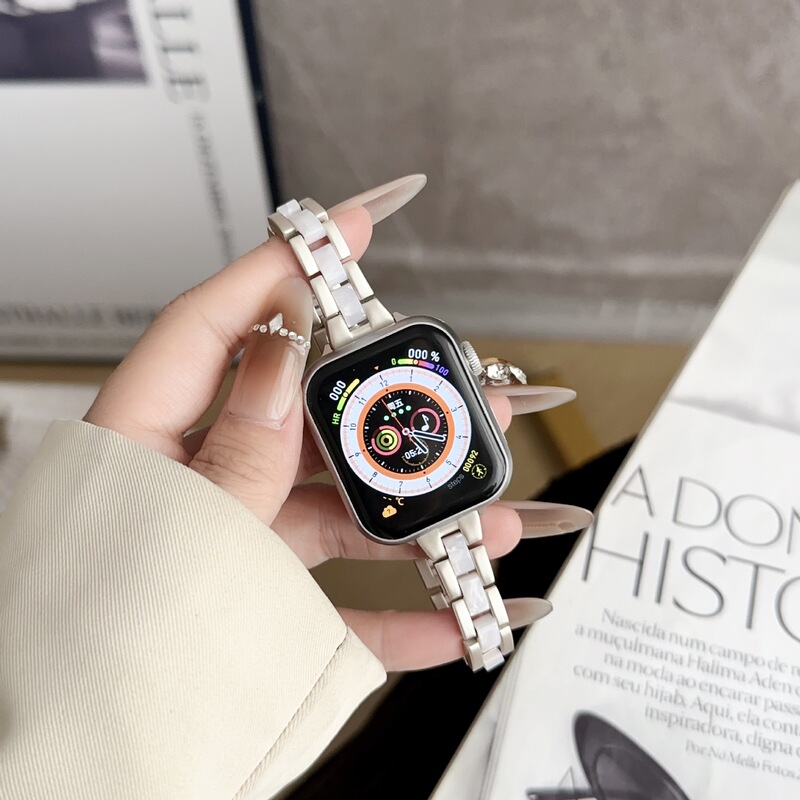 适用于苹果手表S10瘦身金属拼树脂金属表带Apple watch8/SE/7/6/5|undefined