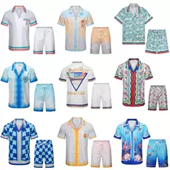 Cross-border Men's Short-sleeved Shirt Summer New Fashion Brand Casablanca Casablanca Short-sleeved Two-piece Set