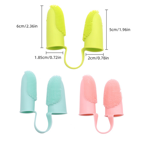 Pet Finger Cot Toothbrush Dog and Cat Teeth Brushing Finger Cot Oral Cleaning Two-Finger Dog Toothbrush Oral Care