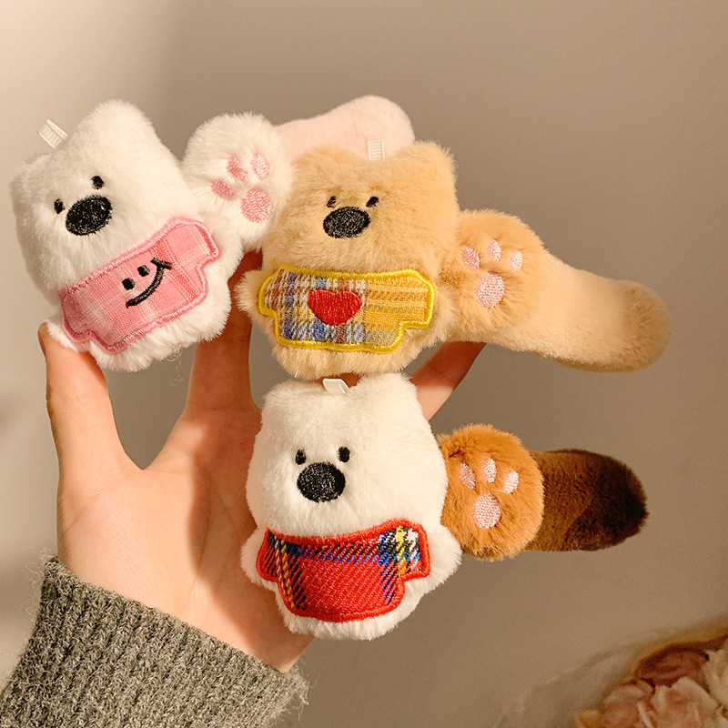 Snow Bear Cute Bear Plush Hairpin Women's Back of Head Large Clip Headwear Duckbill Clip Autumn Winter 2024