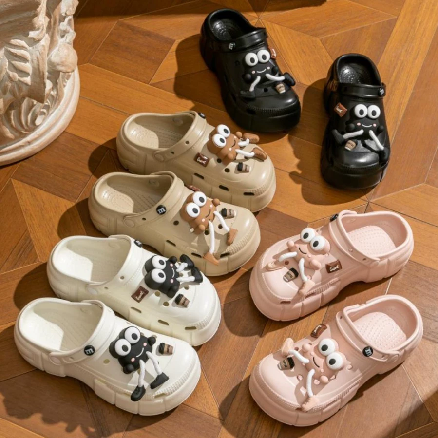 Туфли на шепоте туфли женские EVA Толстая подошва дома носить тихие дышащие дамы тапочки щенки милые