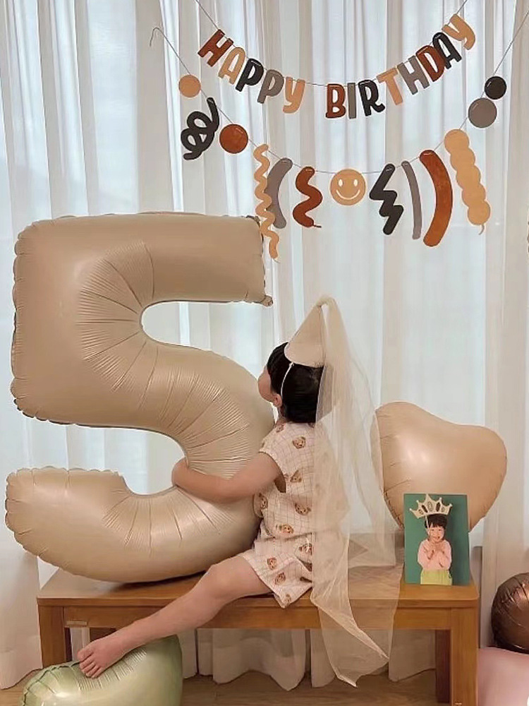 小紅書ins奶油色40寸數字氣球寶寶生日布置場景派對氛圍拍照道具
