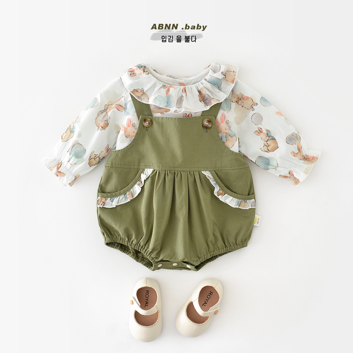 Traje de primavera para niñas ins estilo coreano floral bebé salida estilo occidental mono bebé correa de regalo de una pieza