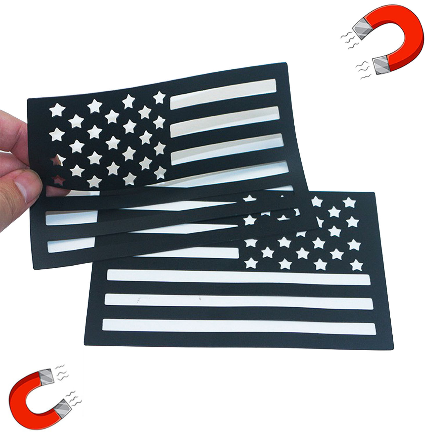 Amazon rojo azul bandera de los Estados Unidos pegatinas magnéticas de automóviles bellas pegatinas magnéticas negras suaves agujeradas