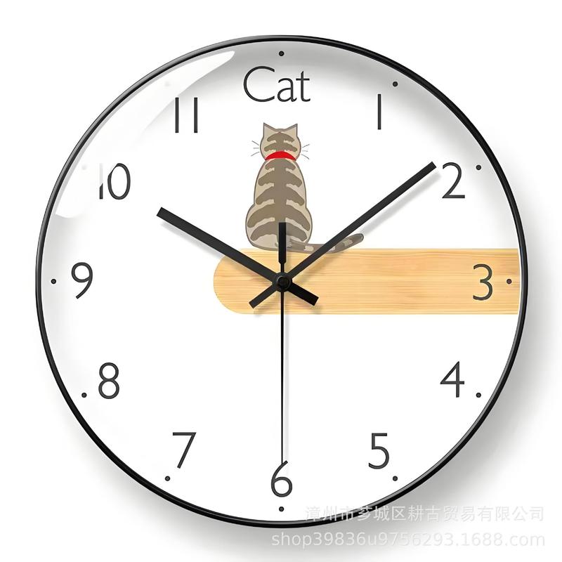 ペットショップ猫壁時計リビングルームホームファッション新しい時計壁掛けモダンシンプルなサイレントクォーツ時計|undefined