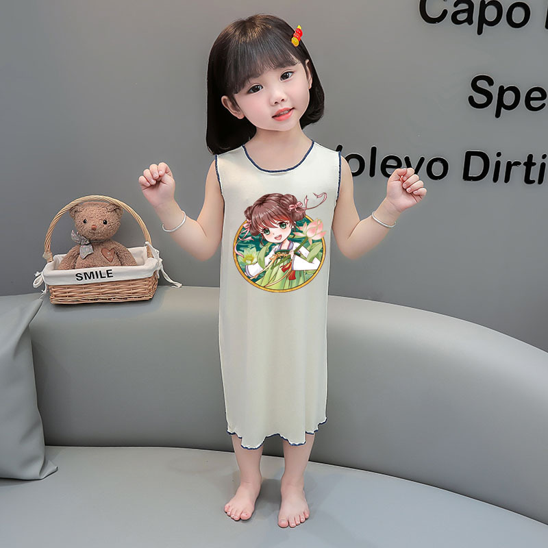 2026 vestido de pijama de hielo para niños verano ocio nuevo pijama de niñas ropa para el hogar vestido de bebé lindo chaleco vestido image 11