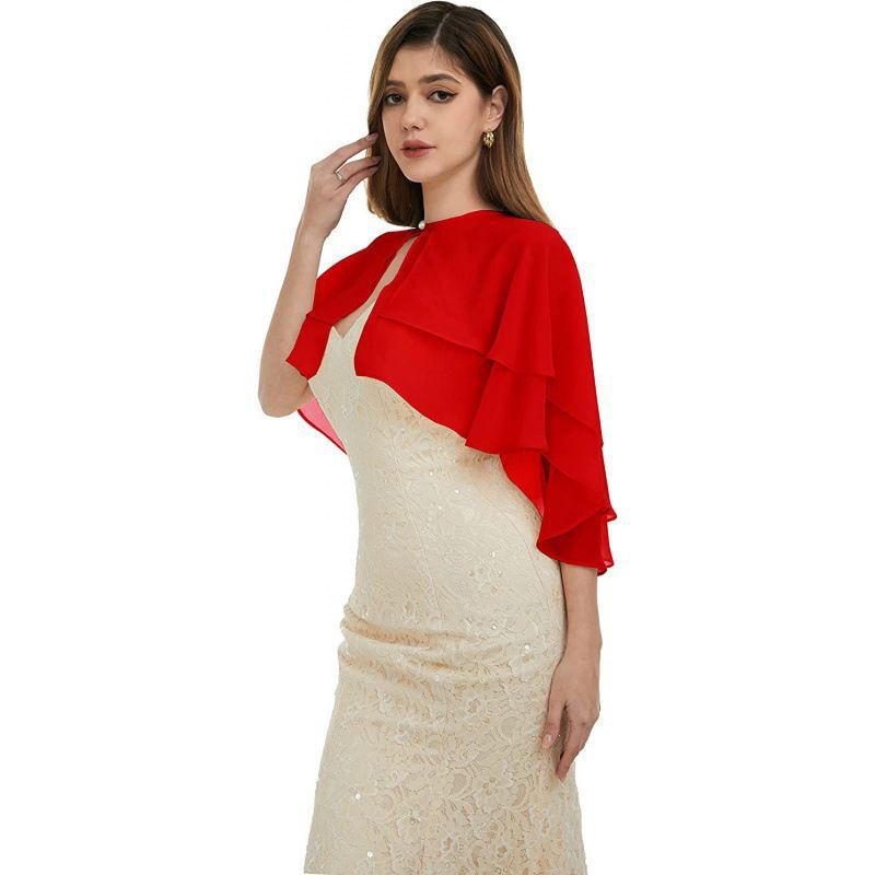 Spring and Summer Mix Bride Short Chiffon Shawl Double-Layer Breathable Cool Wedding Bridesmaid Jacket Sunscreen One Button Spring and Summer Mix Bride Short Chiffon Shawl Double-Layer Breathable Cool Wedding Bridesmaid Jacket Sunscreen One Button