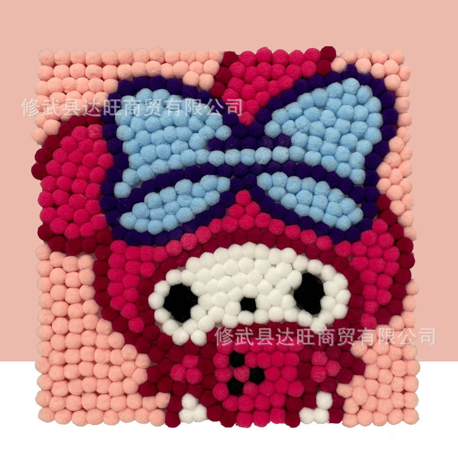 MQH20-049 / 20*20cm (wooden frame + canvas + hair ball + tweezers)