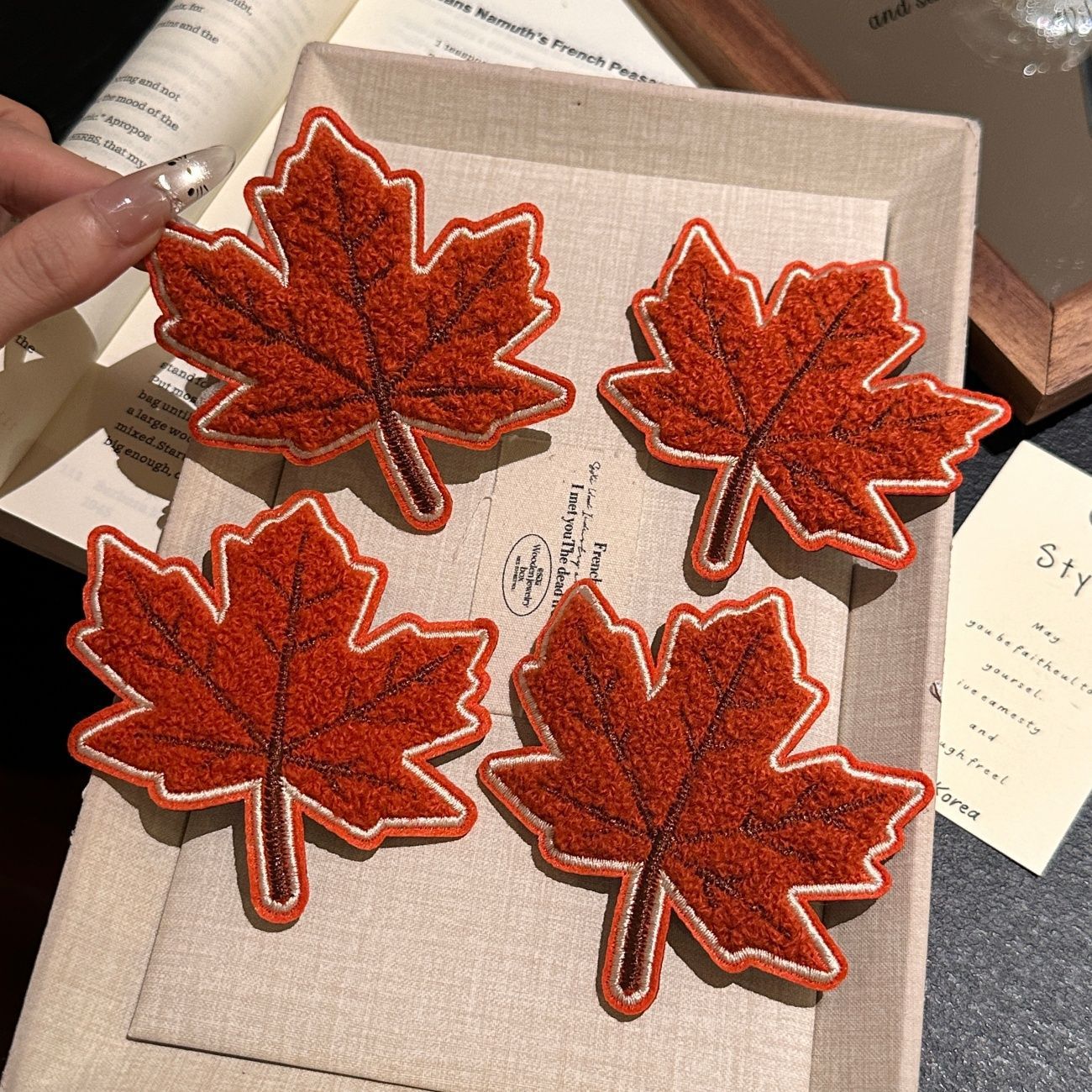 Autumn Maple Leaf Seamless Velcro Soft Cute Versatile Girl's Bangs Hair Clip Niche Ins Hair Styling Tool