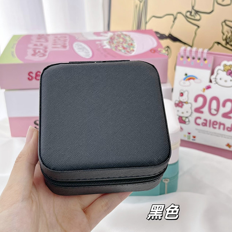 多機能ポータブルレザーツイルジッパーバッグリングネックレスイヤリングイヤリング大容量ジュエリー収納ボックス|undefined