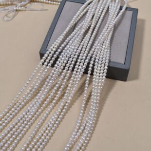 Natural Freshwater Pearl akoya Small Necklace Near Round Extreme Light Cool White Zhuji Small Rice Beads Baby Chain Simple