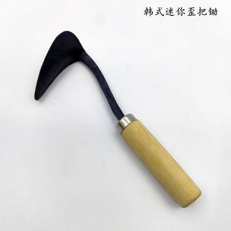 友川儿童款木柄歪把三角尖锄韩国锻打迷你弯把锄头农用种苗工具
