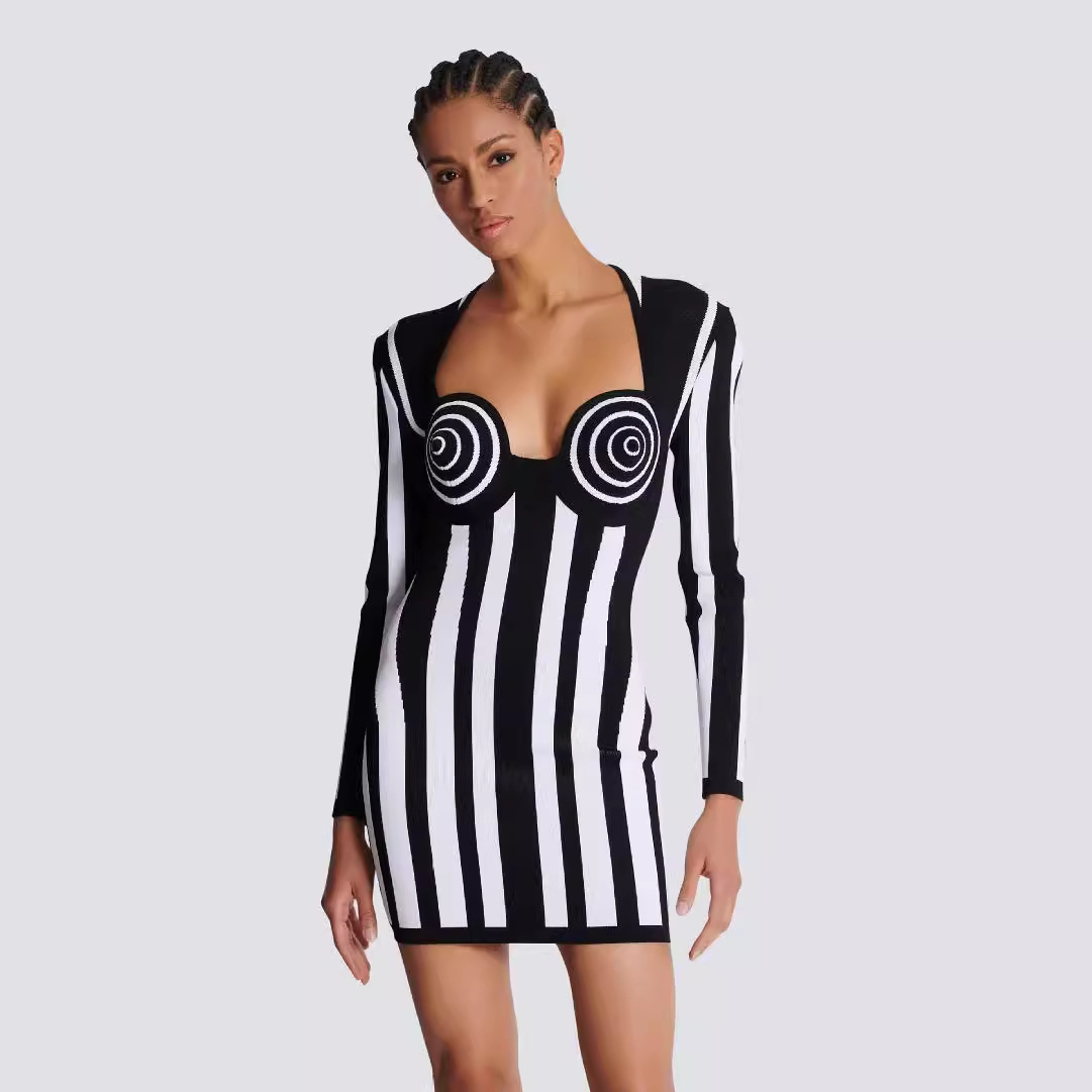 Summer black fitted long-sleeve