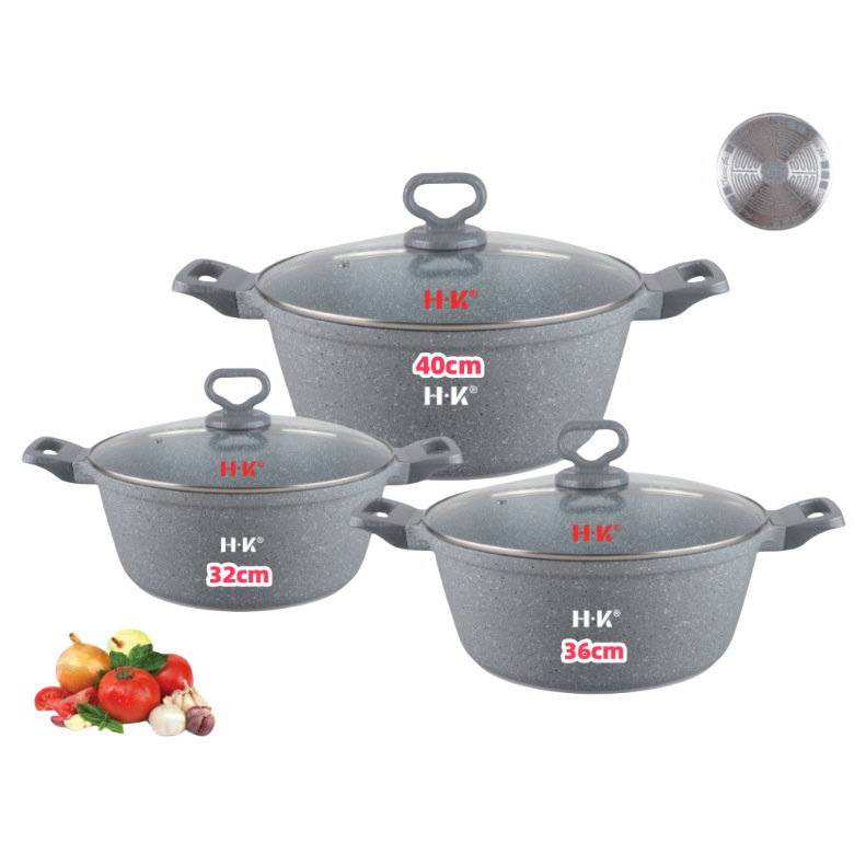 Nuevo mango de bacaea supergrande 6PCS conjunto de paneles antiadherentes conjunto de paneles de arroz de arroz de trigo 32 / 36 / 40POT