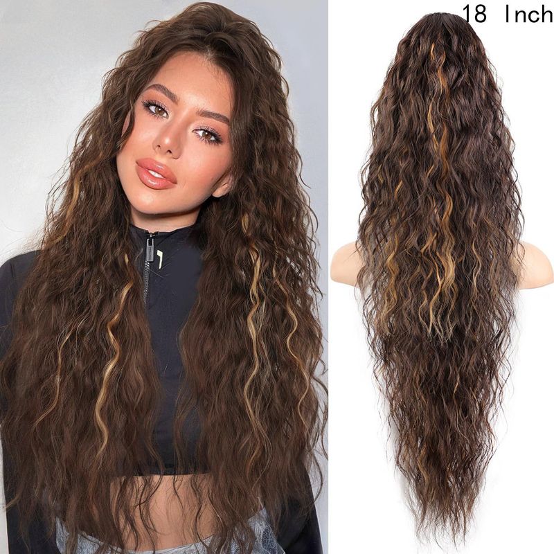 Xuchang ウィッグ Yuanyang 18inch ポニーテールウィッグ女性用ウールカーリーロングカーリーヘアコーンパーマウォーターリップルポニーテールウィッグ女性用|undefined