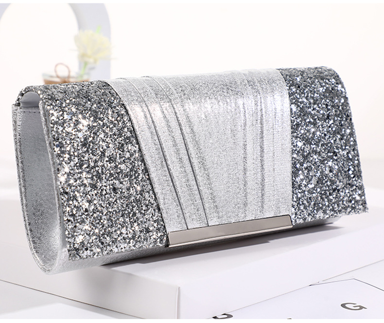 Grey Champagne Polyester Square Square Evening Bags display picture 2