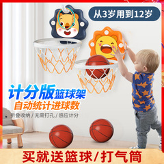 子供のバスケットボールの枠の室内はかごを入れて掛けます。
