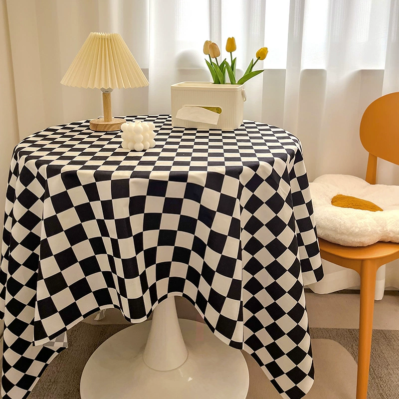Net red plaid tablecloth Ins wind girl heart round table cloth layout dust dining table cloth coffee table padding