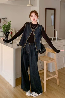 好看牛仔马甲套装女超2026独特两件套超火设计春秋韩系小香风新款