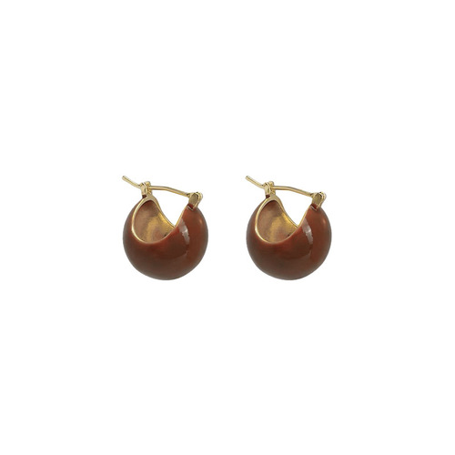 Retro Hong Kong style brown earrings niche design temperament high-end celebrity earrings autumn and winter unique earrings for women