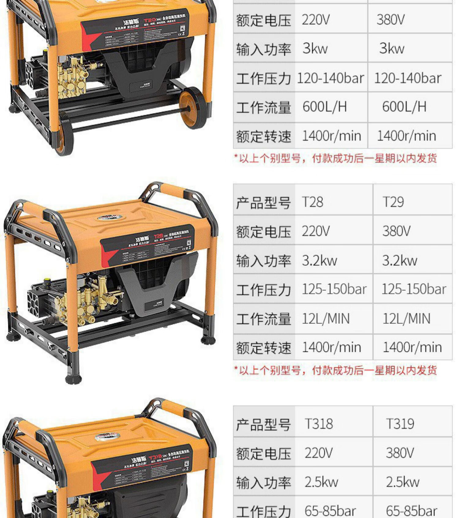 Jepus Commercial Car Washing Machine T20 Fully Automatic High-Pressure Cleaning Machine Car Wash Shop Brush Pump All-Copper Cleaning Machine 318