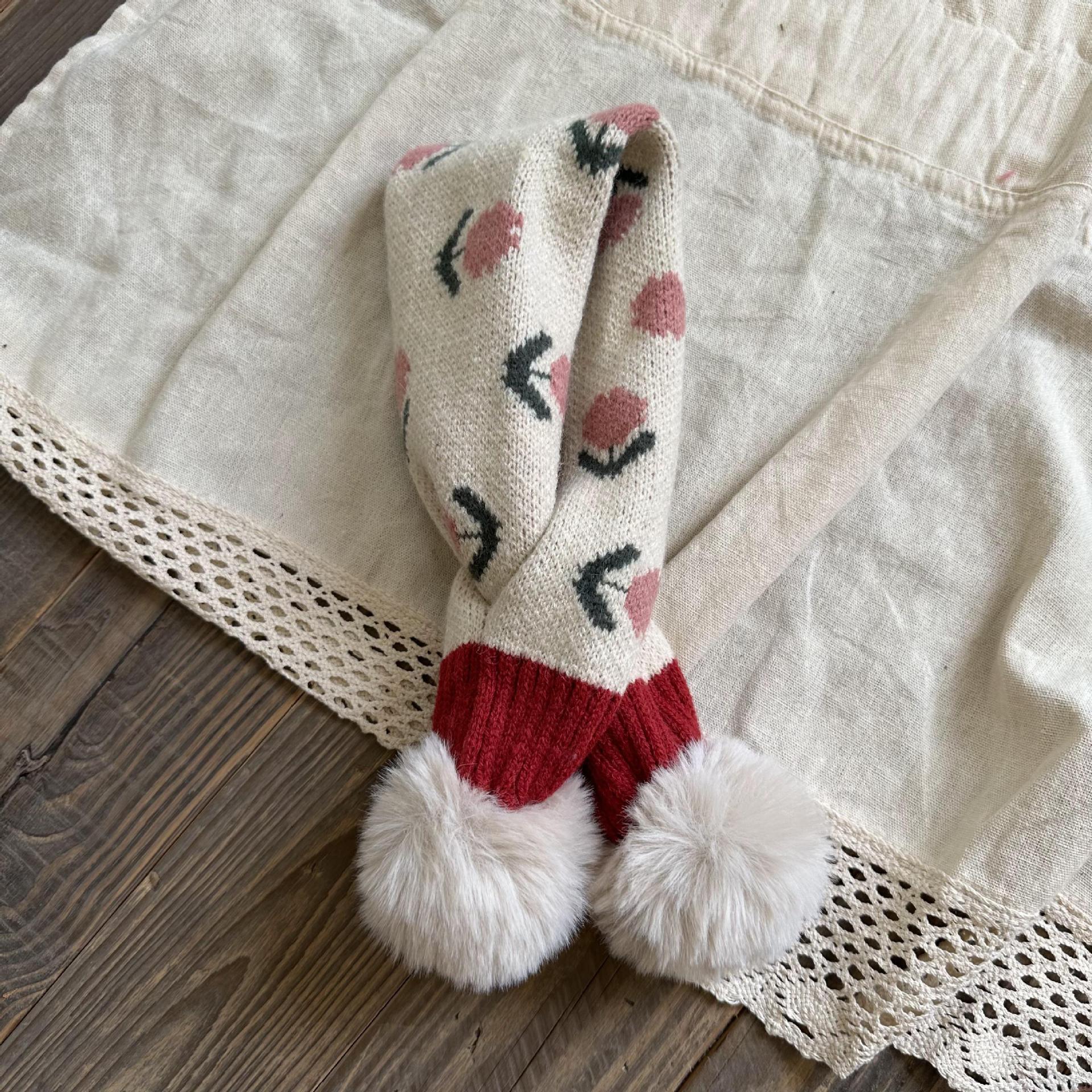 Children's scarf winter fashion ins cute flower knitted warm baby bib_voghion.com