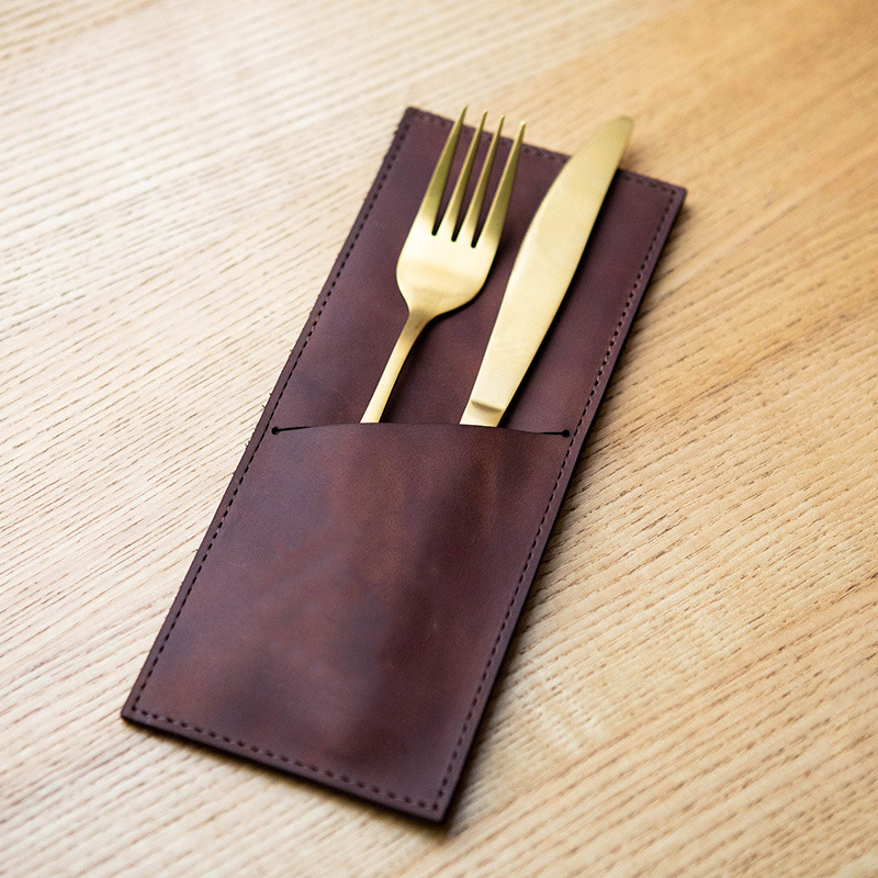現物クロスボーダー革食器袋カフェバー食器棚西洋ナイフフォークスプーン食器セット収納袋|undefined