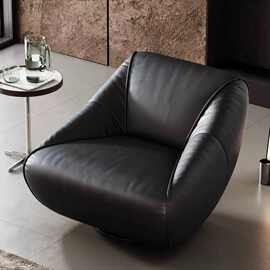 LZ意式极简全真皮沙发 高级头等舱沙发 懒人沙发酒店轻奢单人沙发