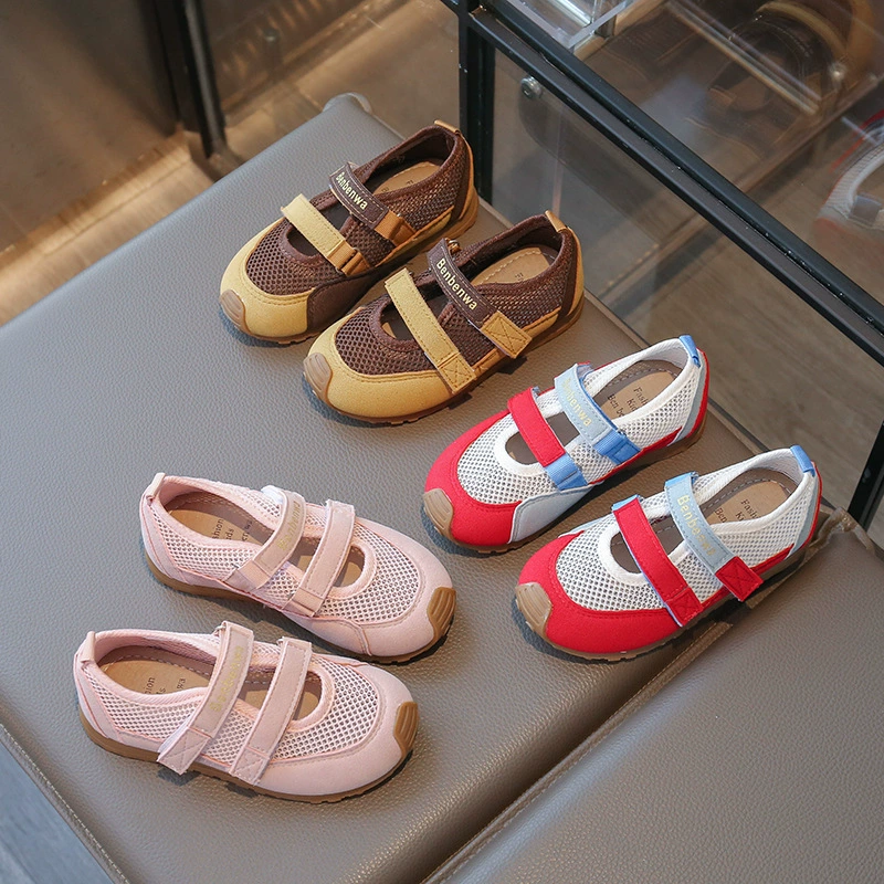 Сандалии Boken для девочек, весна/лето 2025, новые детские спортивные сетчатые туфли с неглубоким носком, немецкие тренировочные туфли, повседневная спортивная обувь на мягкой подошве.