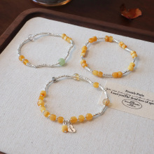 925纯银手链女新中式天然蜜蜡和田玉时尚气质高级感设计情侣手饰